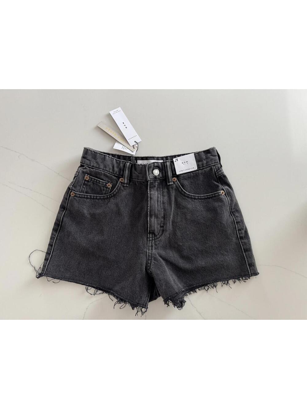 Topshop Black Denim High-Waisted Shorts Size 2